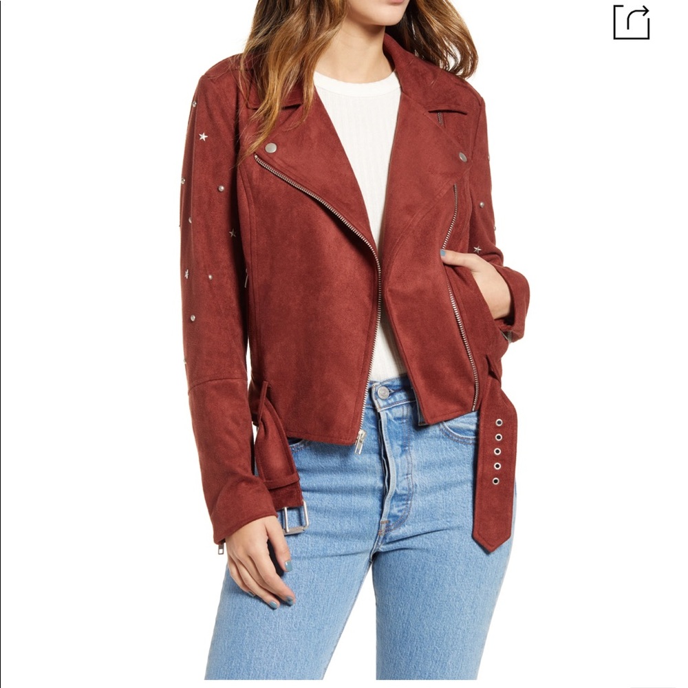 NWT BB Dakota Love Walk in Faux Suede Moto Jacket